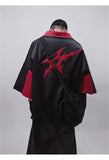 Men's Punk Short Sleeve Zipper Print Leather Jacket