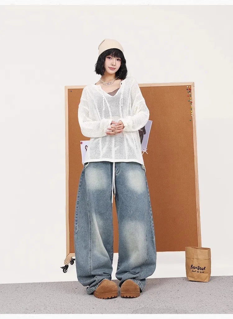 Blue Jazz Frayed Denim Long Jeans