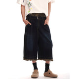 Camouflage Patchwork Wide Leg Denim Jorts