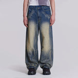Vintage Wing Pattern Baggy Wide Leg Jeans