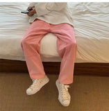 Wardrobe Staple Elegant Pink Baggy Cargo Jeans