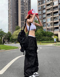 Y2K Parachute Black Cargo Pants