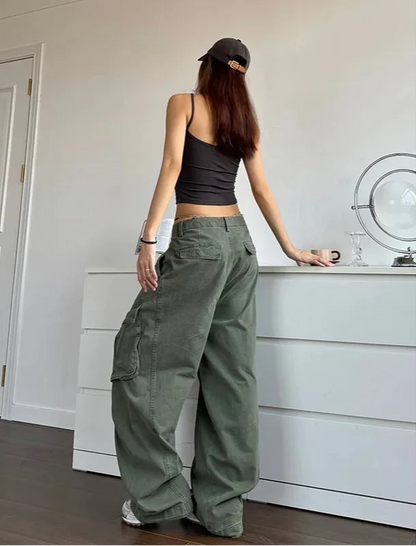 StreCool etear High Quality Green Wide Leg Bggy Jeans