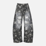 Camo Destroyed Loose Fit Boyfriend Denim Jeans