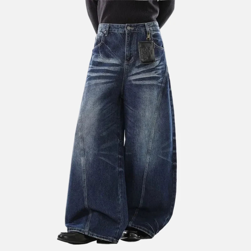 Y2K American Style Moustache Effect Jeans