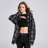 Women Retro Plaid Overshirt Long Sleeve Shirt