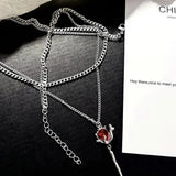 Rave Gift Gothic Red Rose Pendant Necklace