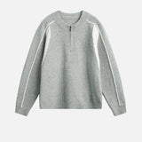 Streetwear Half Zip Mid Collar Knitwear Sweater