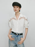 Classic Luxurious Sheer Lace Summer Blouse Shirt