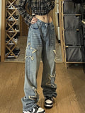 Vintage High Street Star Embroidery Denim Jeans