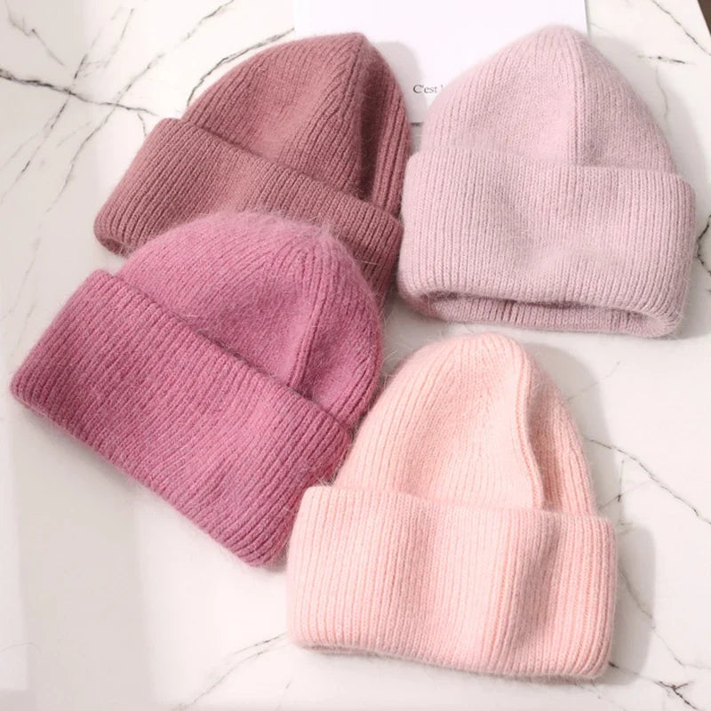 Fur Knitted Three Fold Beanie
