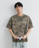Men's Streetwear Retro Ink Dye Maple Leaf T-Shirt
