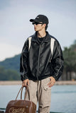 Durable Color Block Waterproof Leather Jacket