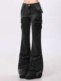 Insulated Cool Slim Fit Black Cargo Jeans