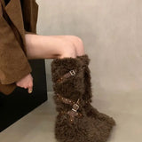 Gothic Y2K Plush Furry Winter Boot