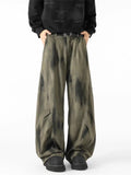 Distressed Tie Dye Denim Wide-Leg Jeans