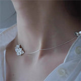 Fine Sterling Silver Flower Choker Necklace
