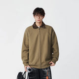 Fashionable Contrast Collar Casual Zip Jacket