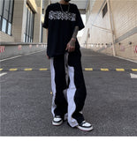 Tassel Wide-leg Patchwork Denim Pants