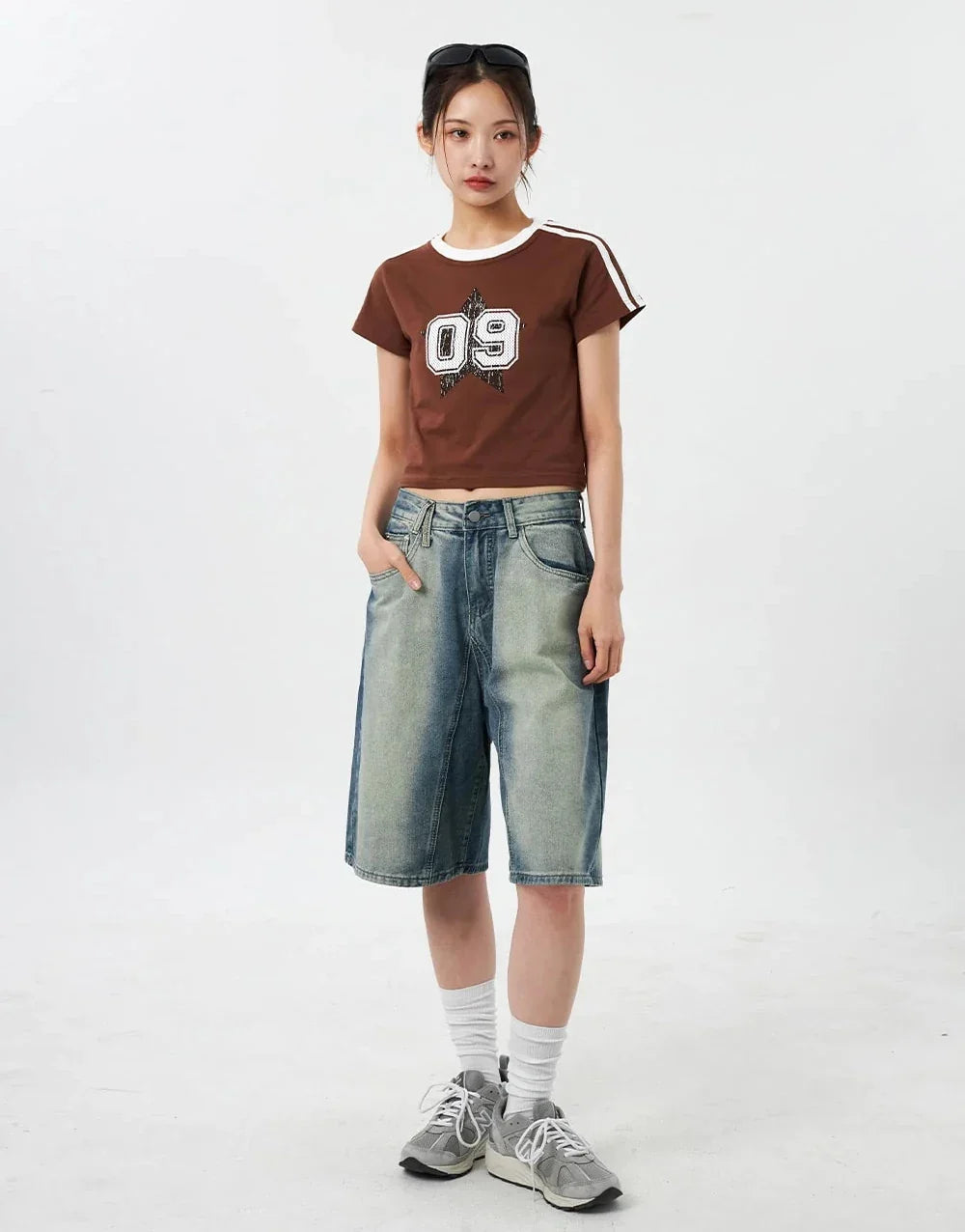 Vintage Ombre Wide Leg Denim Short