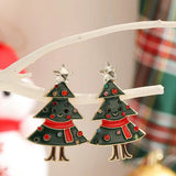 Green Red Crystal Christmas Tree Earrings