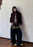 Y2K Korean Style Letter Print Denim Jeans