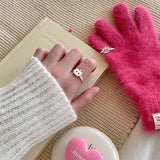 Cute Cartoon Apple Silver Metal Ring