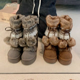 Winter Fluffy Faux Fur Snow Boots
