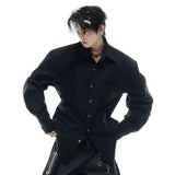 Embroidered Lapel with Contrast Color Shirt