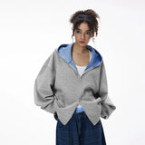 Plaid Unisex Couple Boxy Hooded Sweatshirt