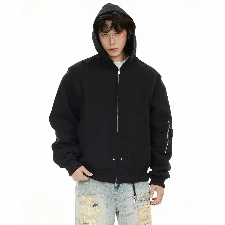 Elevated Modern Casual Hooded Bomber Jacket