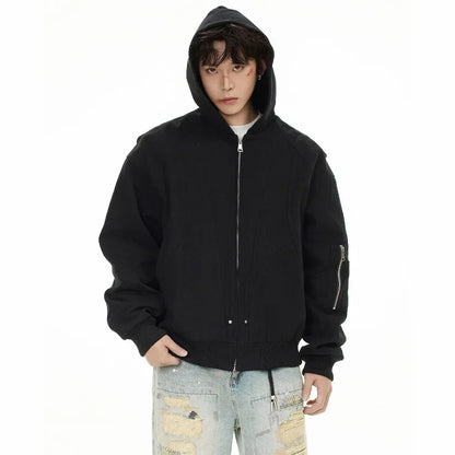 Elevated Modern Casual Hooded Bomber Jacket