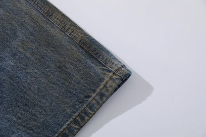 Durable Ripped Fake Two Piece Wide Leg Jeans