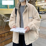 Double Sided Color Block Woolen Faux Fur Jacket