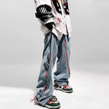 Men's Vintage Punk Zipper Wide Leg Jeans