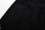 Trendy Leopard Patchwork Black Denim Jeans