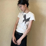 Gothic Grunge Butterfly Print Crop T-Shirt