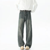 Warm Distressed Baggy Straight Leg Jeans