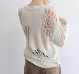 Women Autumn Hollow Out Knitted Sweater