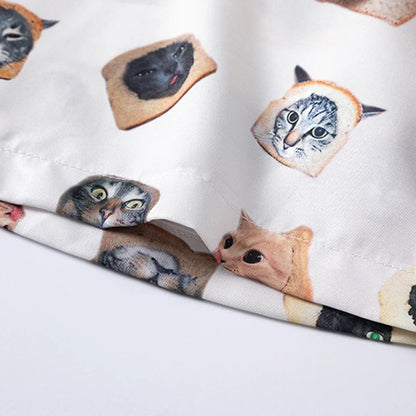 Cool Cat Print Loose Summer Shirt