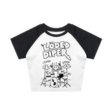 Y2K Drummer Gothic Letter Pattern Crop Top