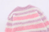 Streetwear Striped Knit Butterfly Pin Sweater