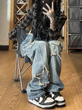 Vintage High Street Star Embroidery Denim Jeans