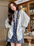 Women Striped Preppy Style Long Sleeve Shirt