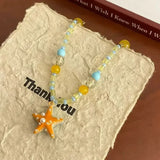 Y2K Aesthetic Colorful Starfish Pendant Necklace