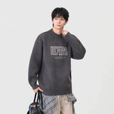 Cozy Winter Letter Print Crew Neck Knitted Sweater