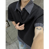 Men's Streetwear Slim Fit Striped Polo T-Shirt