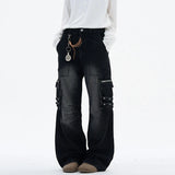 Functional Multi-Pocket Straight Leg Denim Jeans