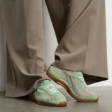 Chic Light Green Fishnet Lace-Up Flat Sneaker