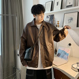 Handsome Retro American Brown Leather Jacket